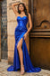 Sweetheart Corset Top Sweep Train Gown With Slit