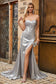 High Slit Strapless Corset Top Sheath Gown