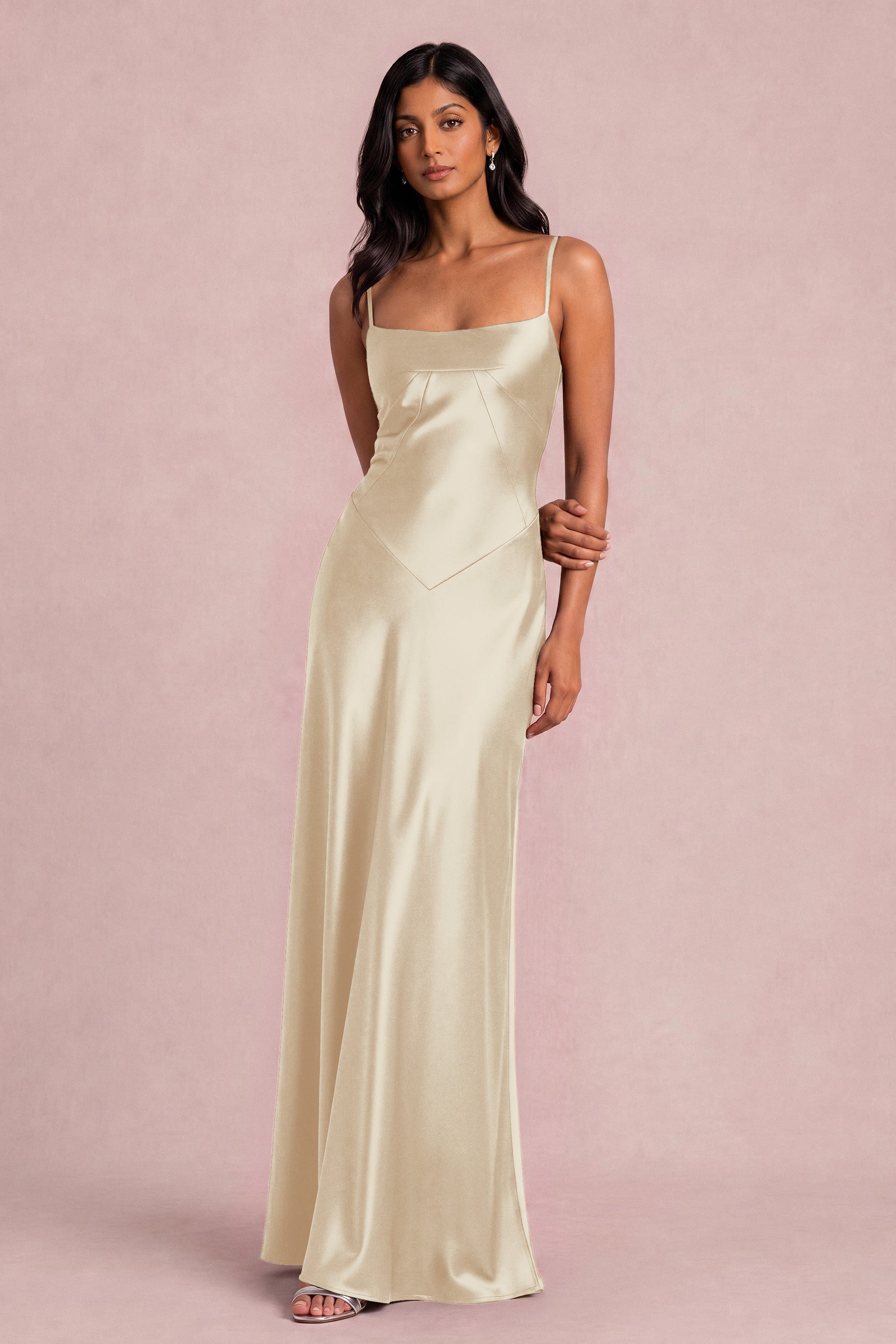 Satin Square Neck Maxi Dress