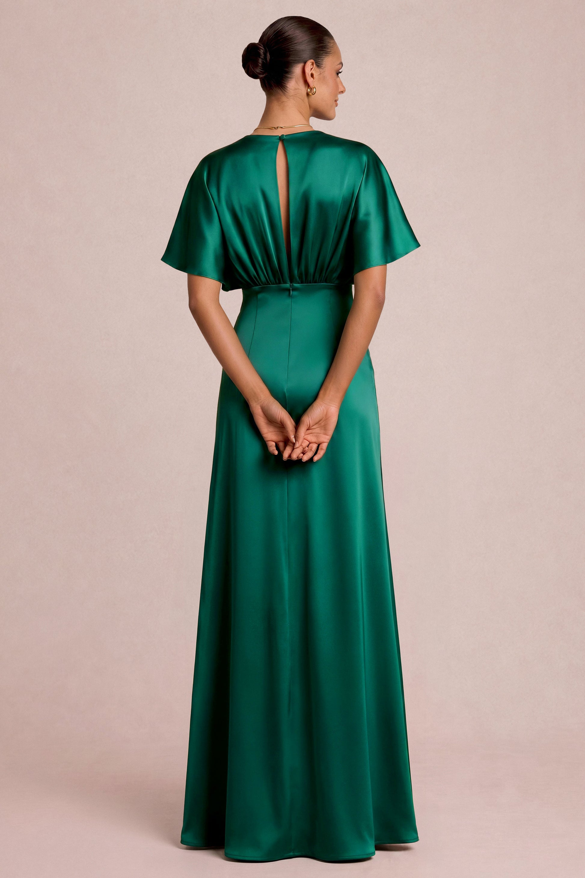 Shiny Satin V-Neck Maxi Dress