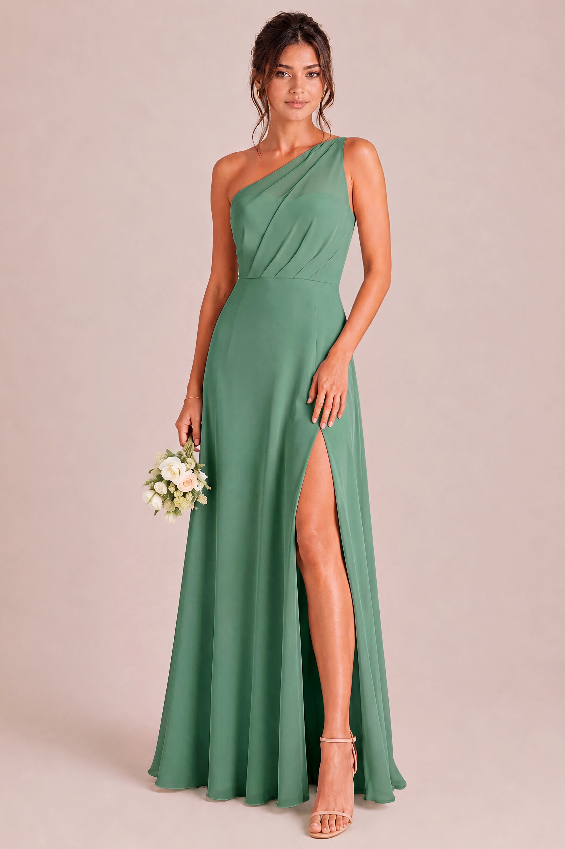 one shoulder pleated chiffon bridesmaid dress Arianna Pretty One Shoulder Pleated Chiffon Bridesmaid Dresses, Dusty Blue