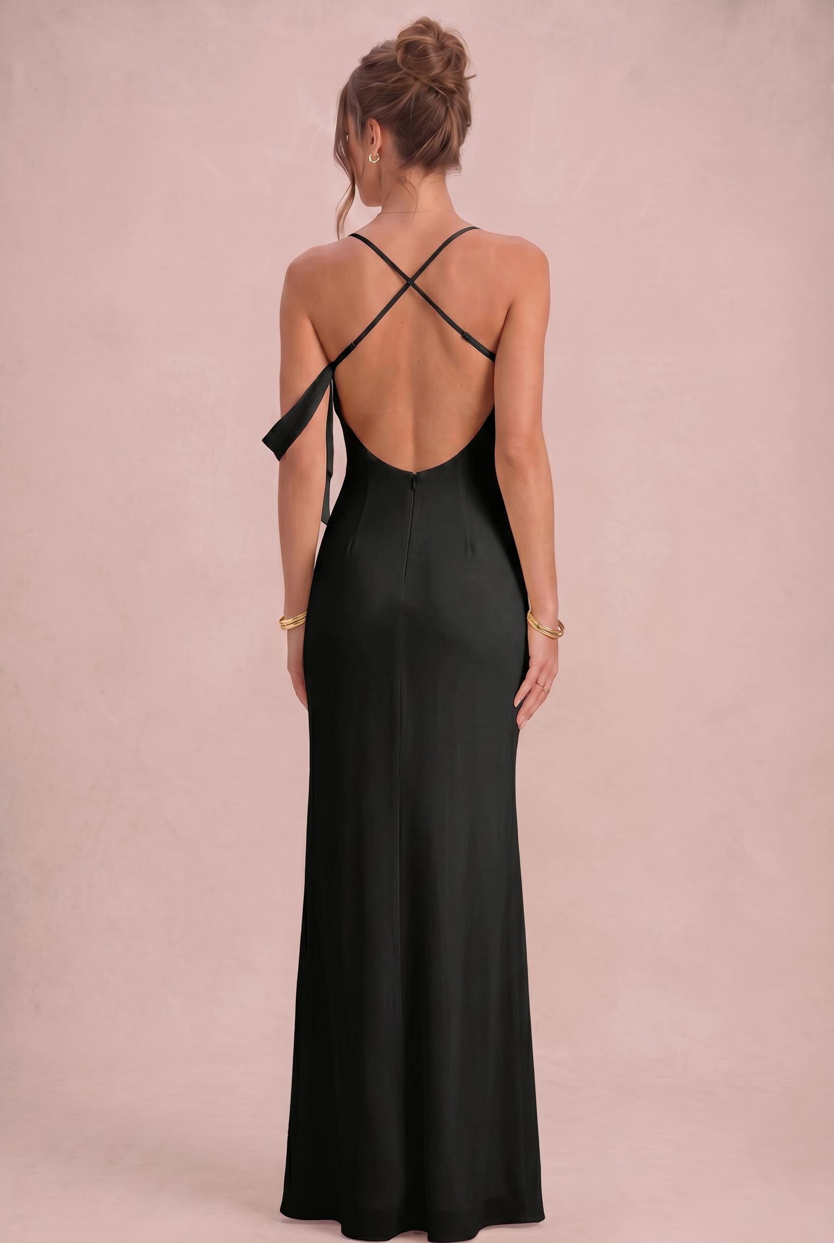 Chiffon Cowl Neck Sheath Bridesmaid Dress