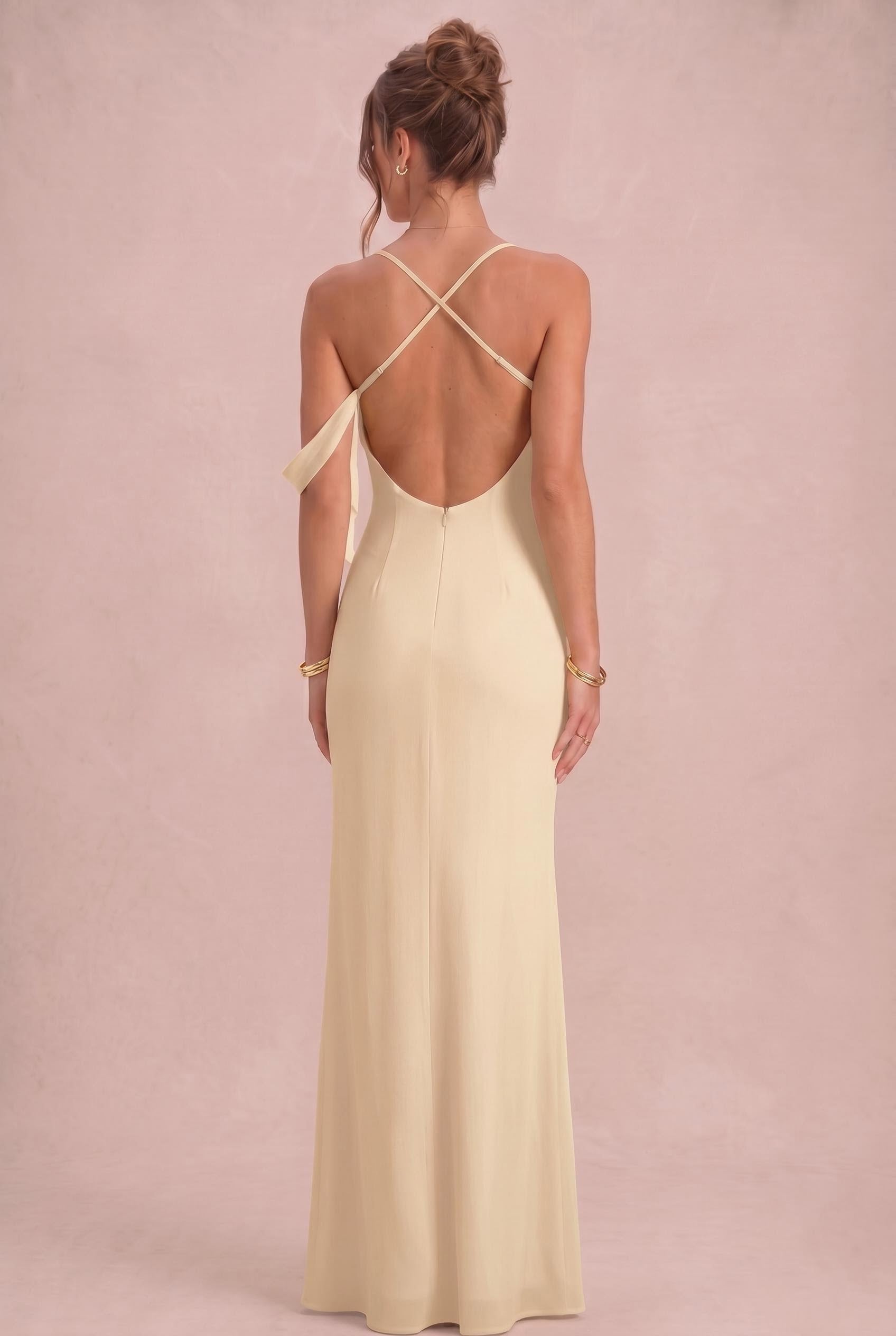 Chiffon Cowl Neck Sheath Bridesmaid Dress