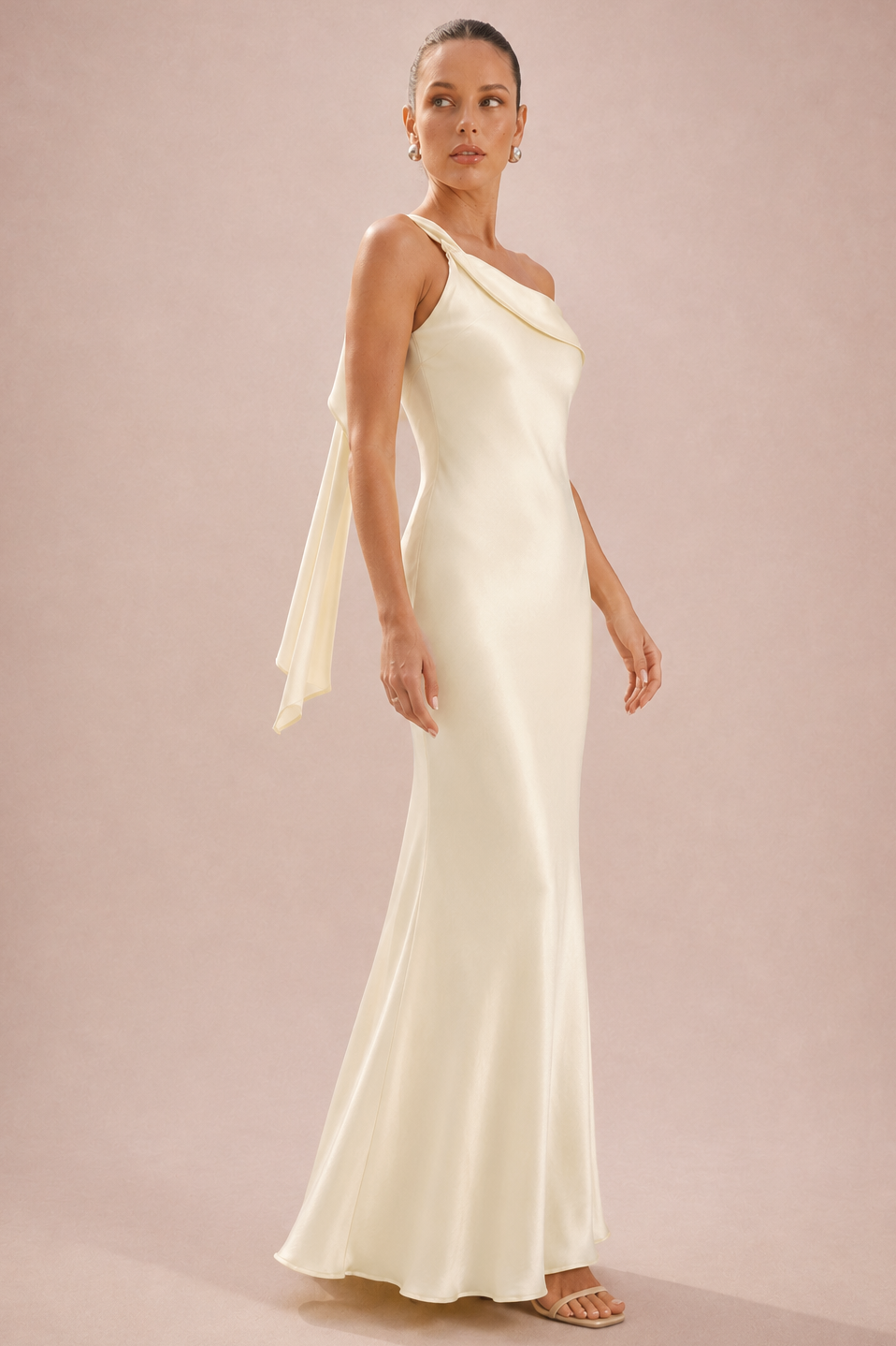 One Shoulder Satin Bridesmaid Dress