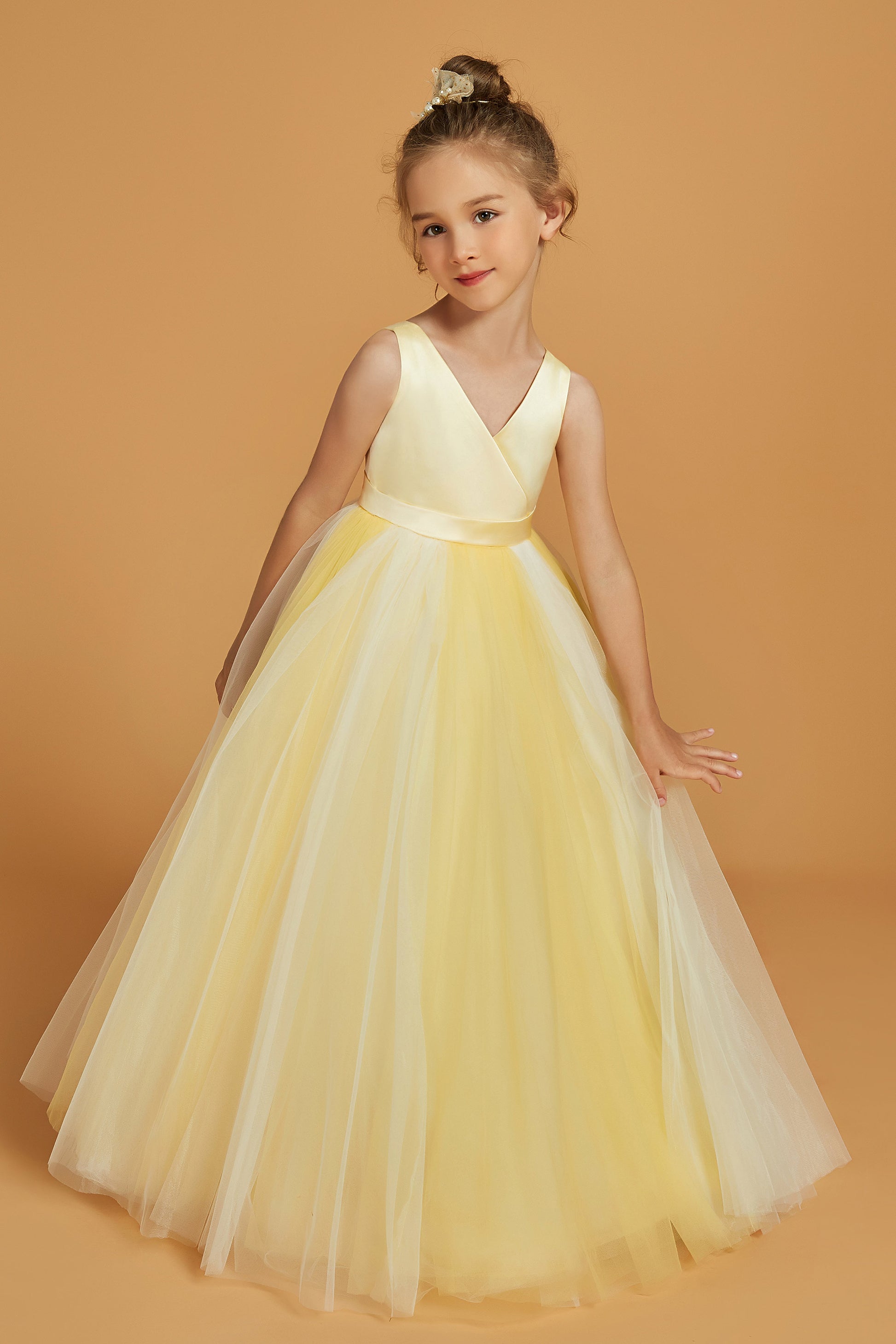 Duntery Double V-neck A-line Short Flower Girl Dress Custom in 70 Colors Duntery Double V-neck A-line Short Flower Girl Dress Custom in 70 Colors