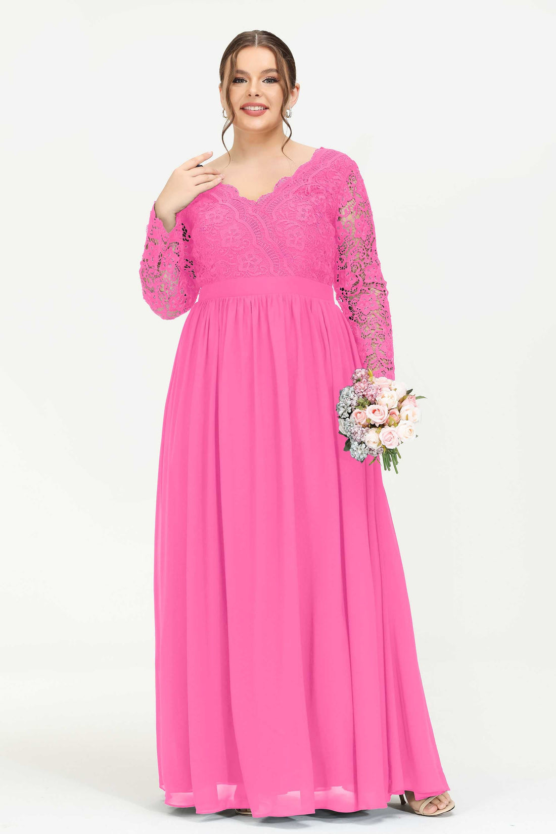 V neck Chiffon Long Dresses with Straps Regency