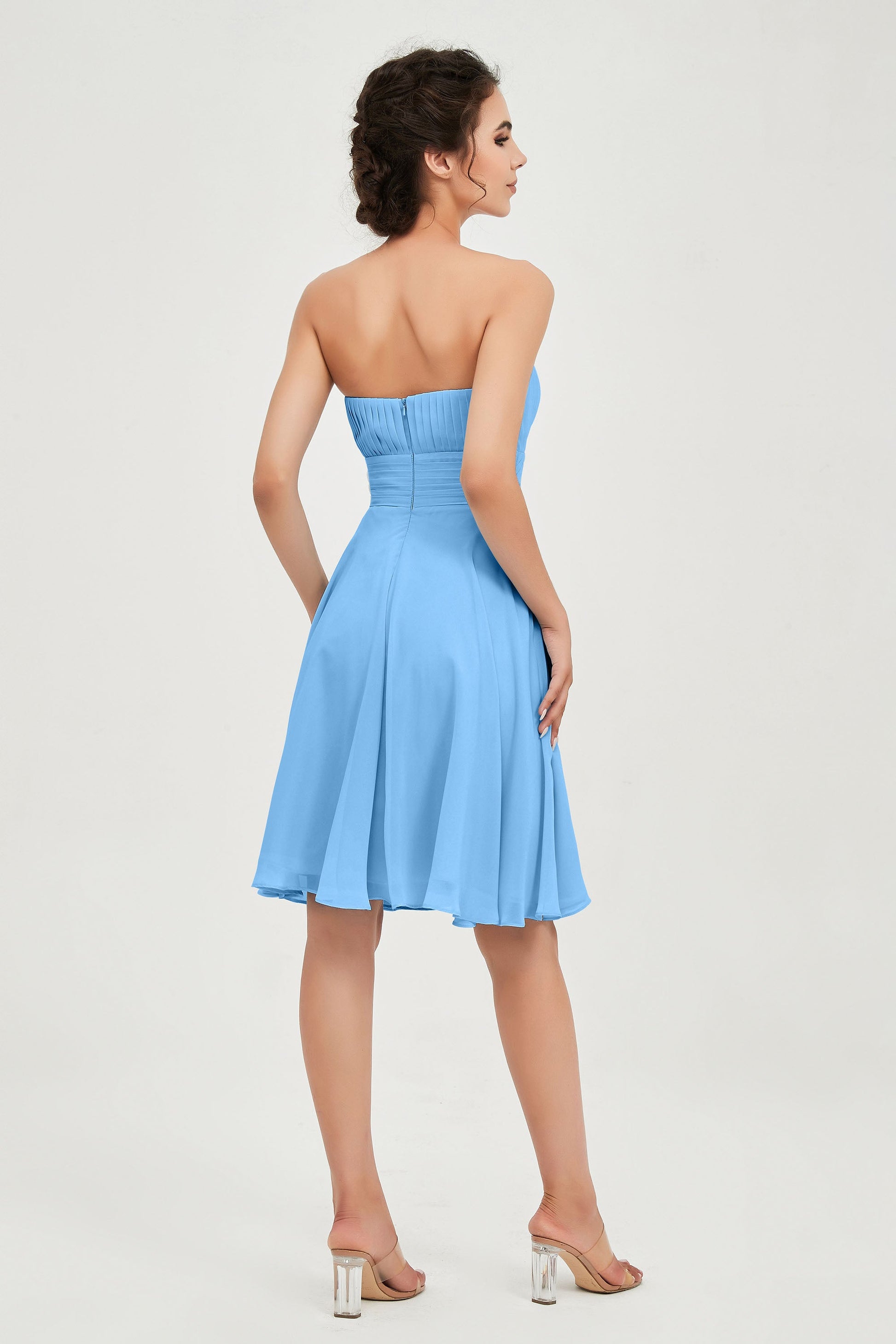 Strapless Chiffon Knee-length Pleated Bridesmaid Dress DUNTERY Strapless Chiffon Knee-length Pleated Bridesmaid Dress DUNTERY