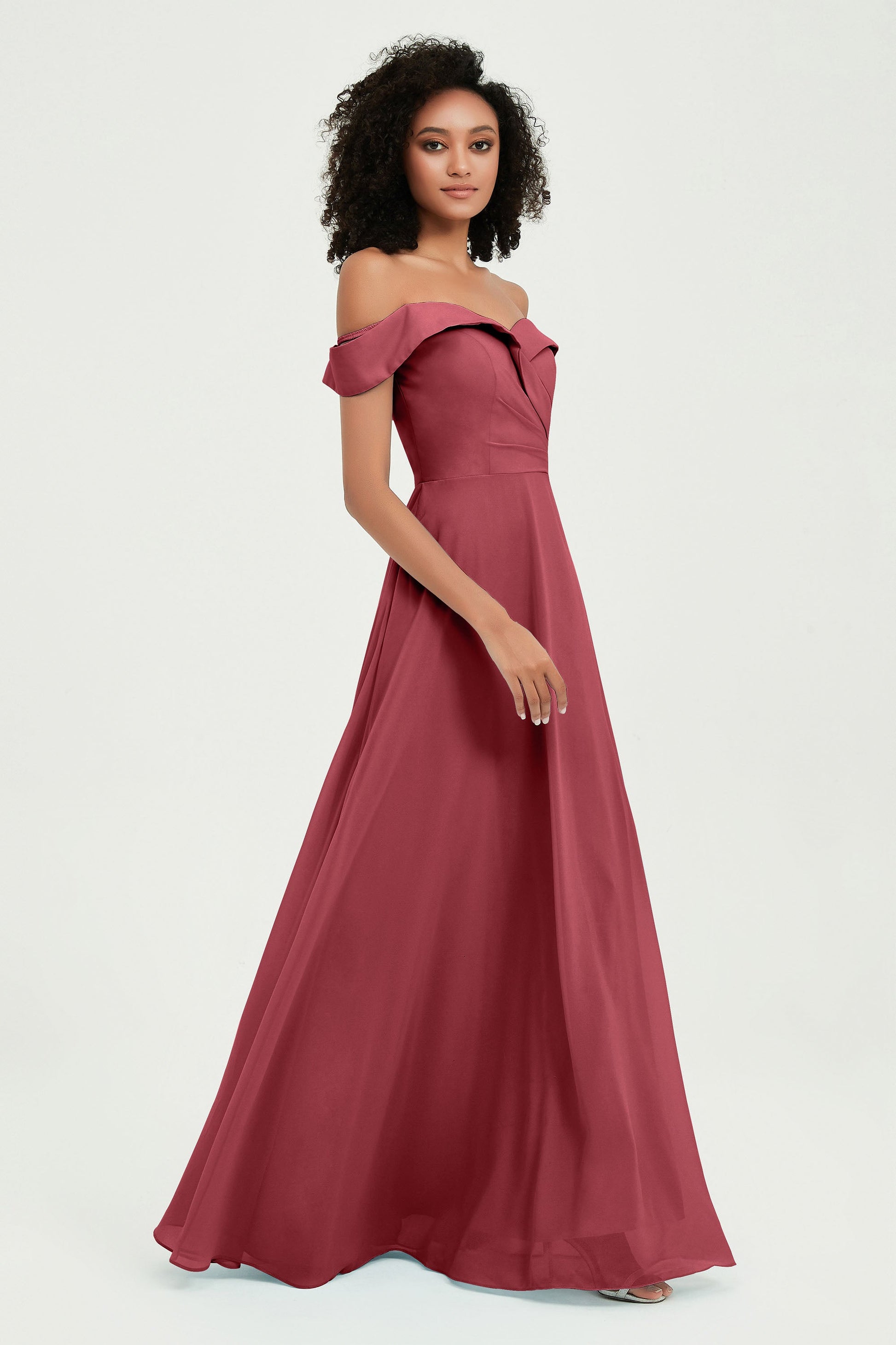 A-line Off Shoulder Floor-length Chiffon Bridesmaid Dress DUNTERY A-line Off Shoulder Floor-length Chiffon Bridesmaid Dress DUNTERY