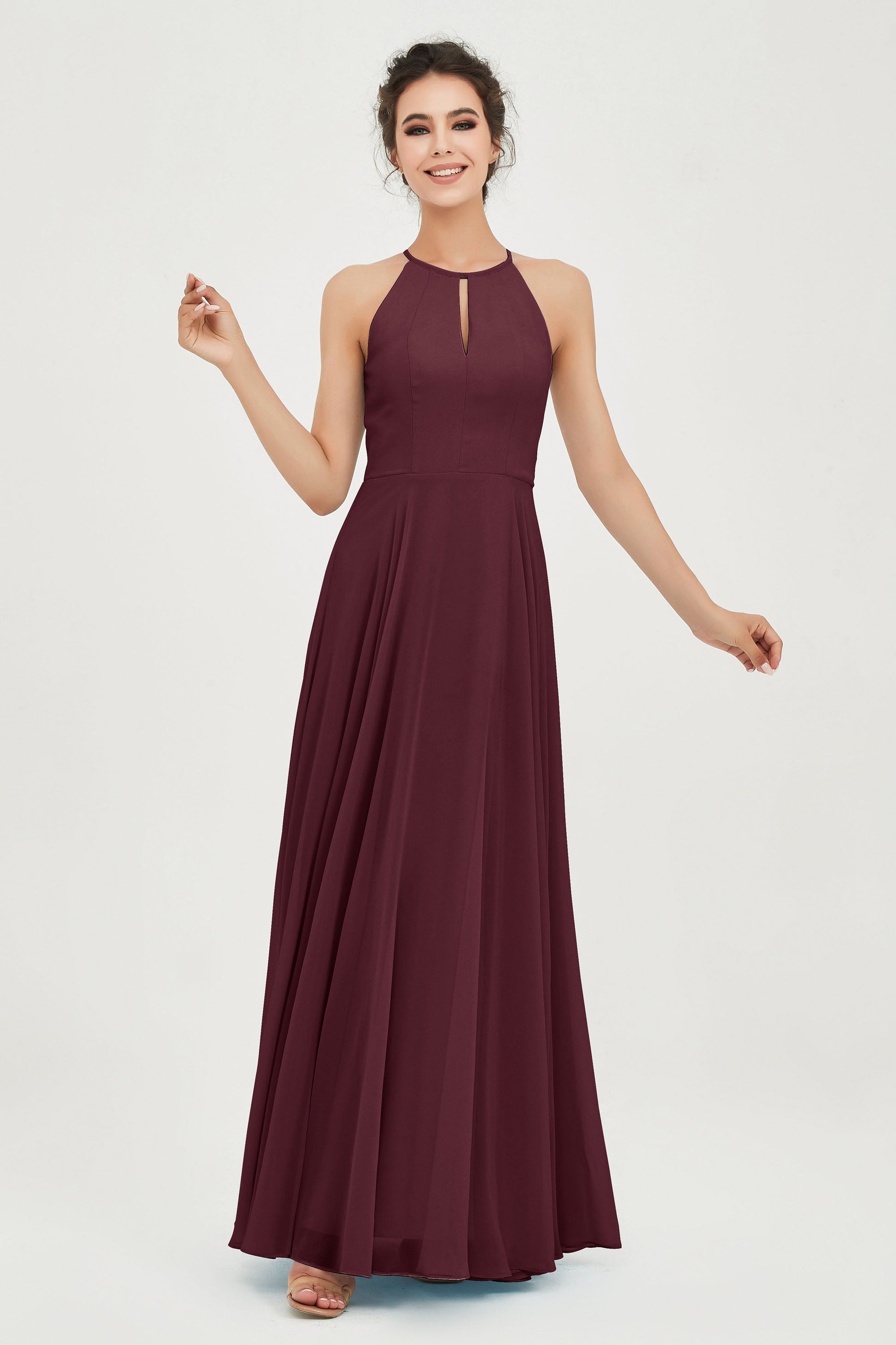 A-line Halter Chiffon Floor-length Bridesmaid Dress DUNTERY A-line Halter Chiffon Floor-length Bridesmaid Dress DUNTERY