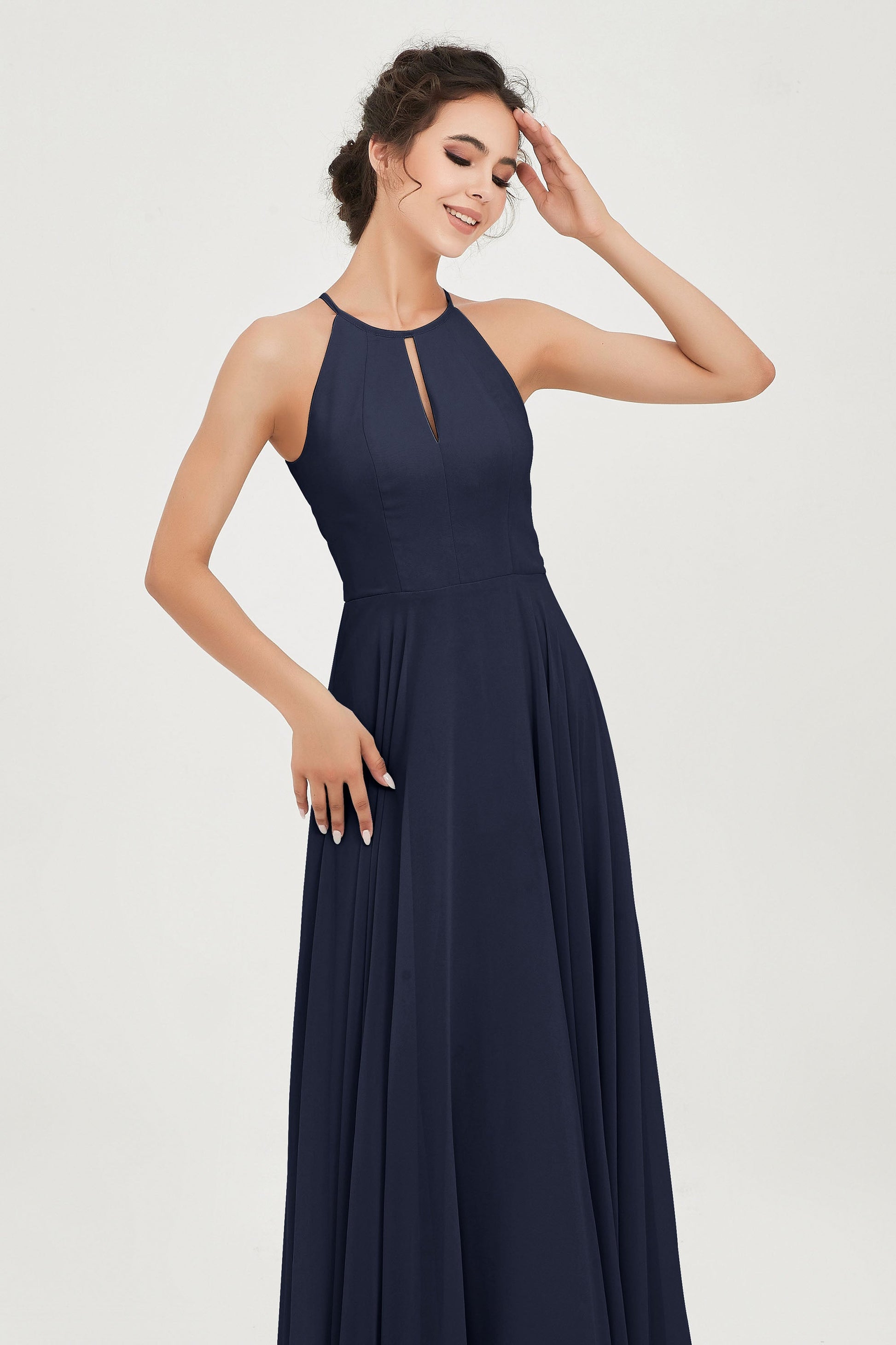 A-line Halter Chiffon Floor-length Bridesmaid Dress DUNTERY A-line Halter Chiffon Floor-length Bridesmaid Dress DUNTERY