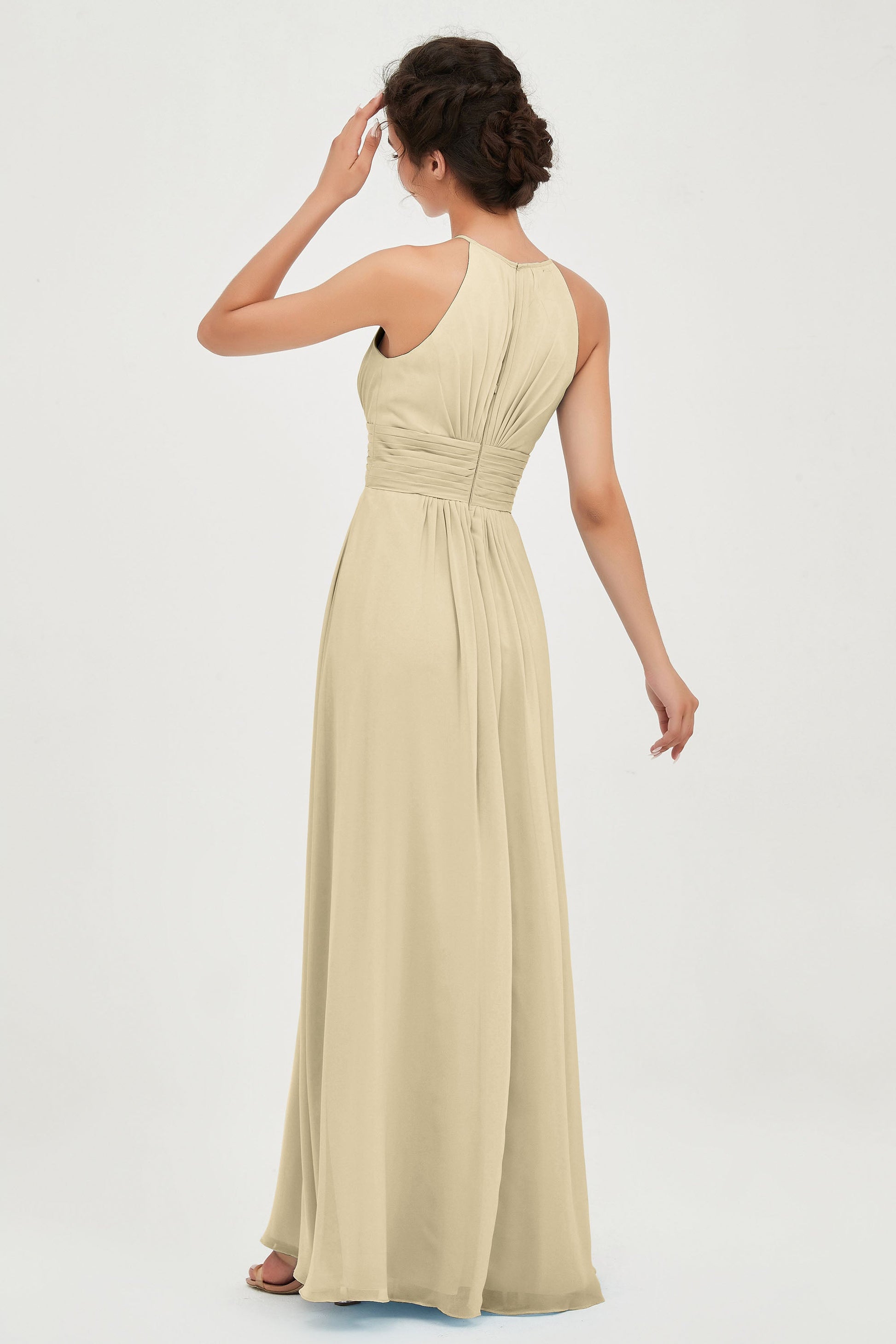 A-line Halter Sleeveless Chiffon Long Bridesmaid Dress DUNTERY A-line Halter Sleeveless Chiffon Long Bridesmaid Dress DUNTERY