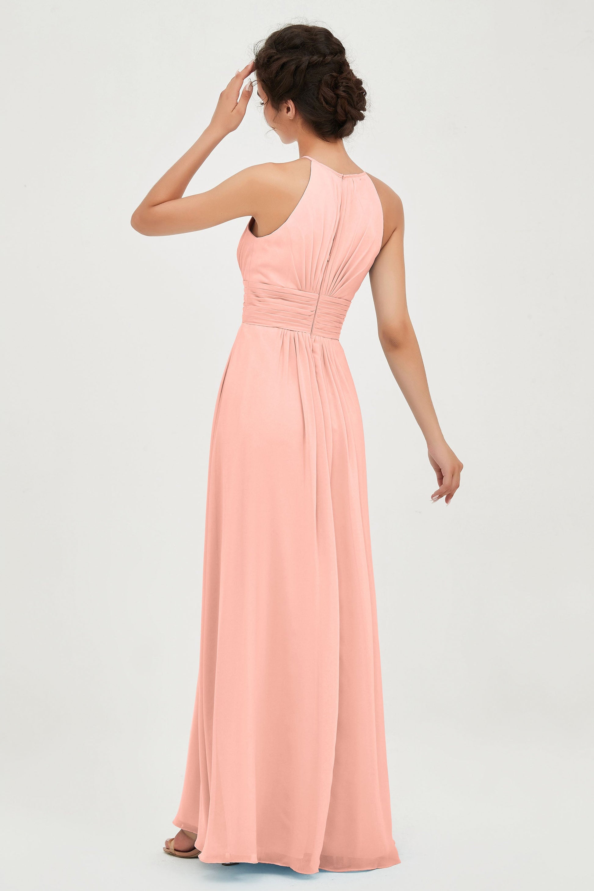 A-line Halter Sleeveless Chiffon Long Bridesmaid Dress DUNTERY A-line Halter Sleeveless Chiffon Long Bridesmaid Dress DUNTERY