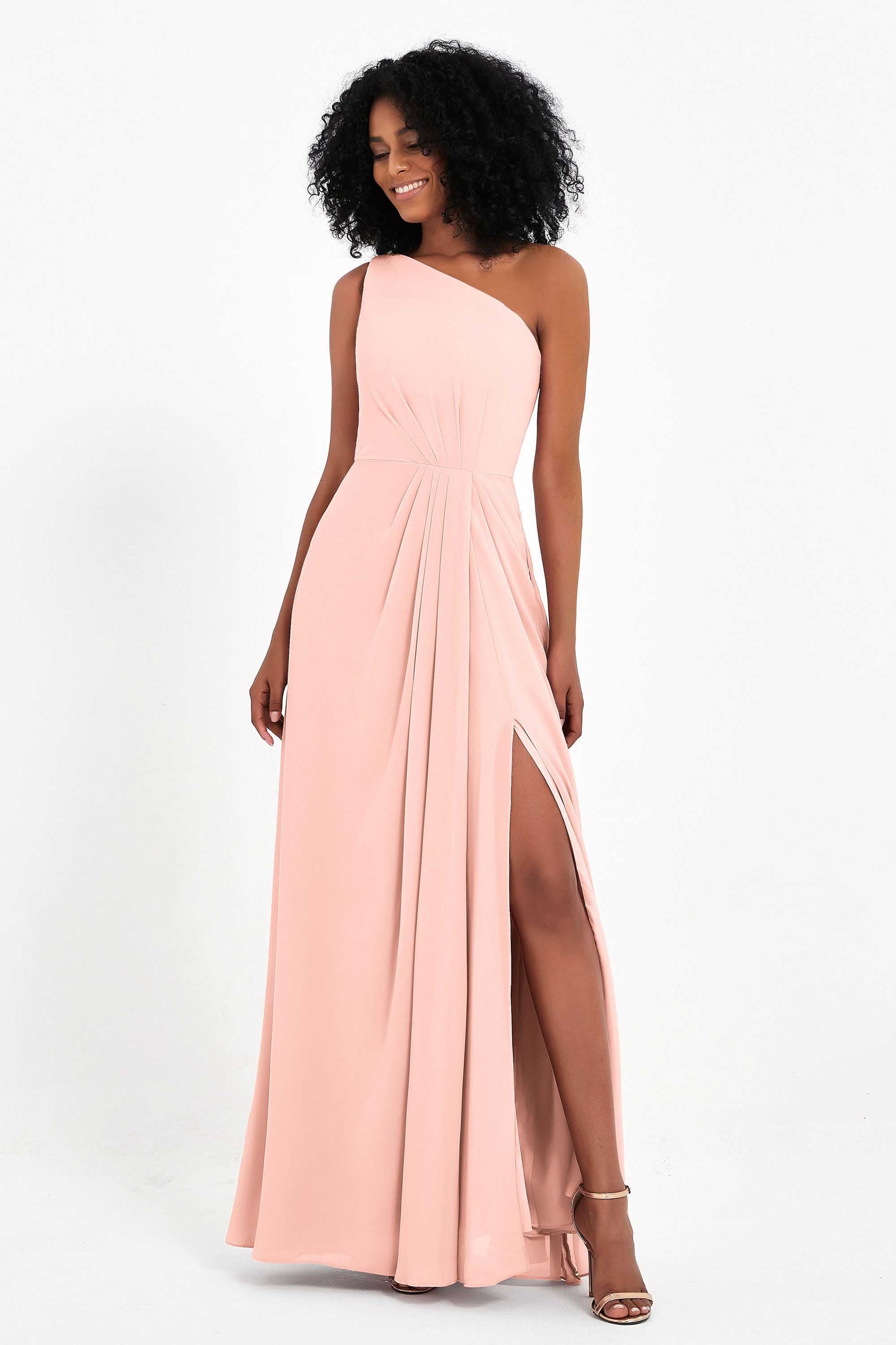 coral one shoulder maxi dress *CORAL ONE-SHOULDER MAXI DRESS