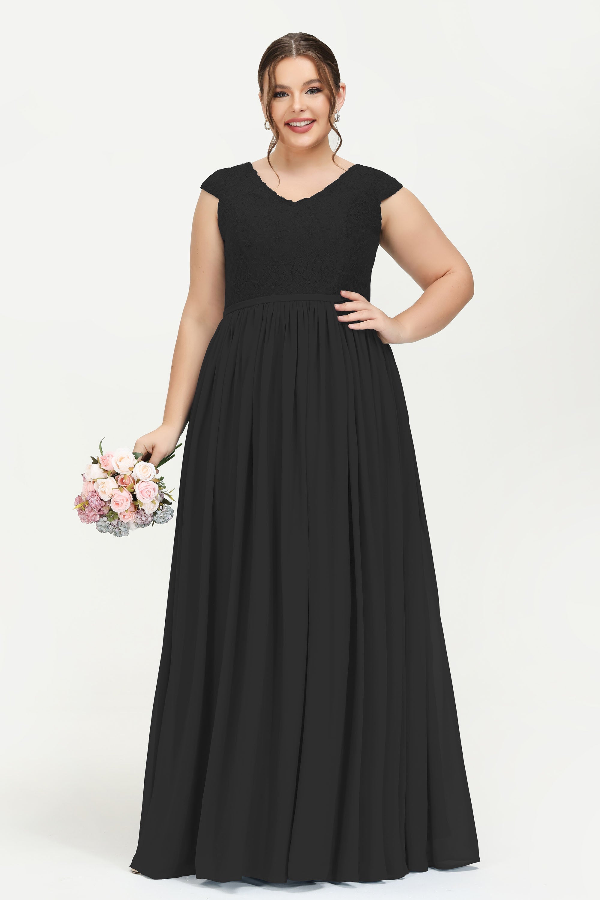 Cap Sleeves Empire Waist Maxi Plus Size Dress – DUNTERY