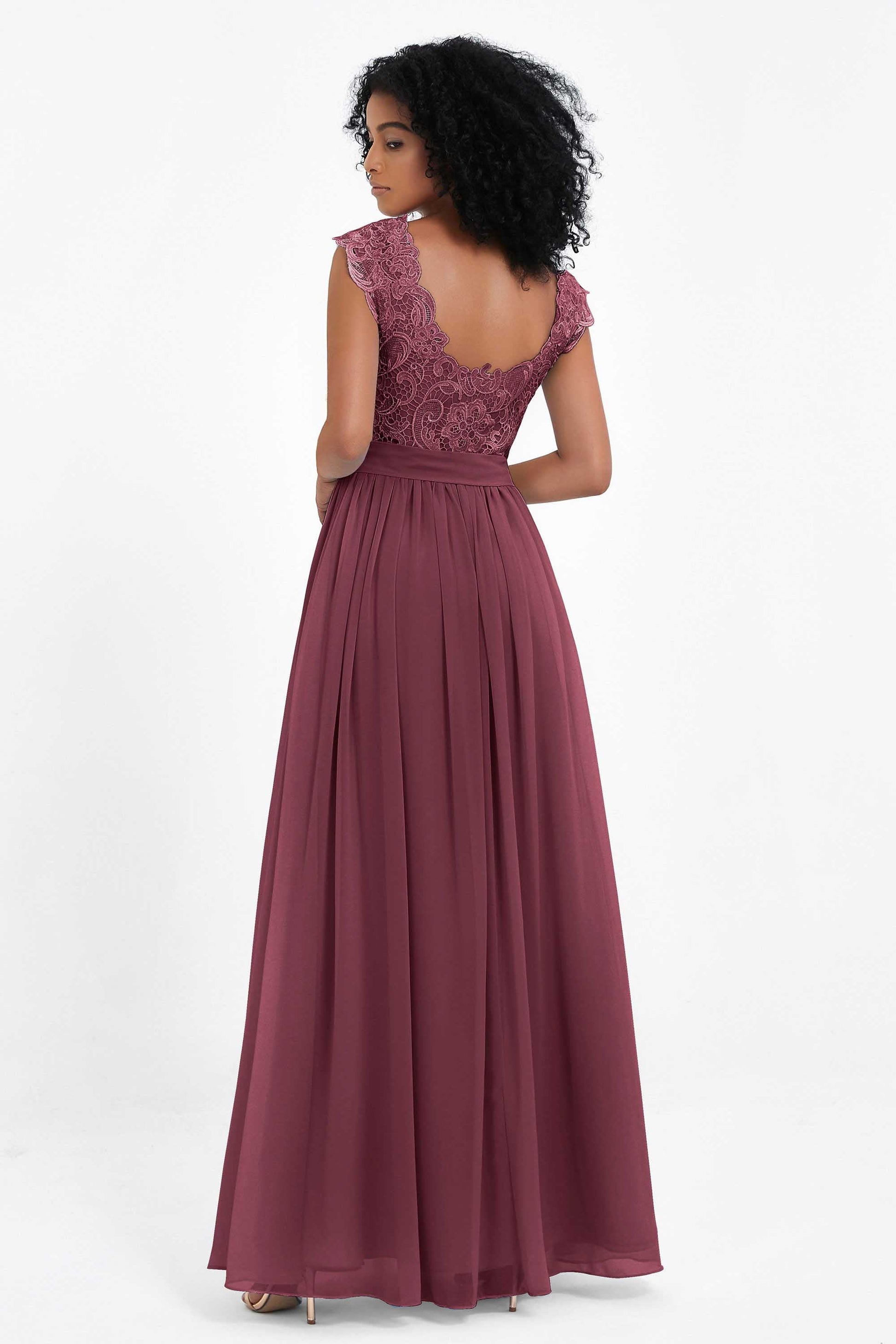long chiffon dress with cap sleeves Wedtrend Women Champagne V-Neck Cap Sleeves A-Line Long Chiffon Bridesmaid Dress with Ruffles, Champagne / US16
