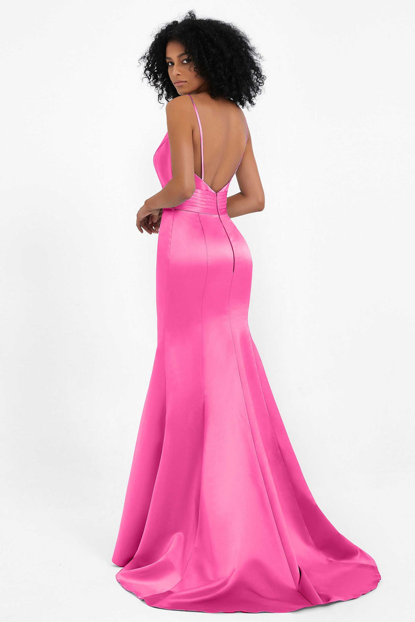 Strapless Pleated Mermaid Sweep Train Slit Dress Dusty Sage main image 1