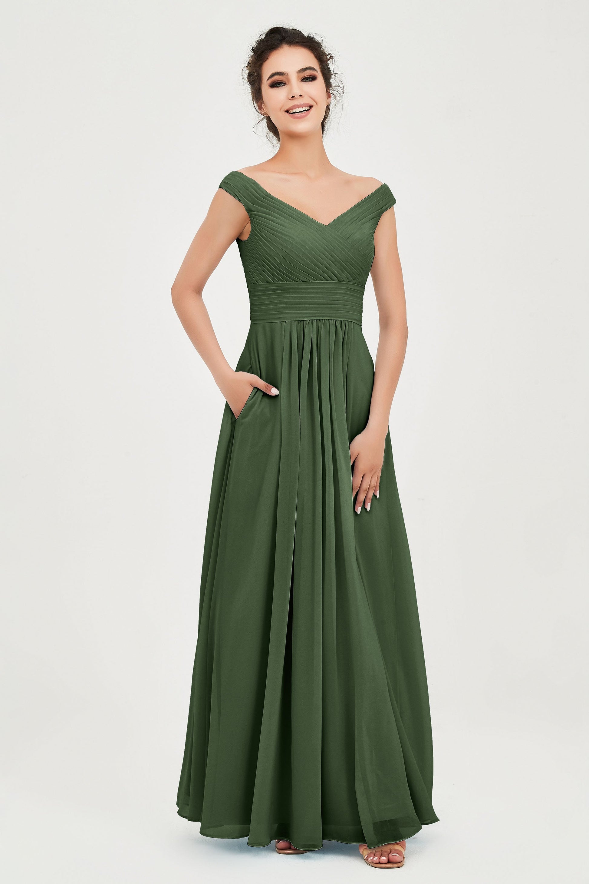 A-line Sleeveless Chiffon Bridesmaid Dress With Pocket – DUNTERY