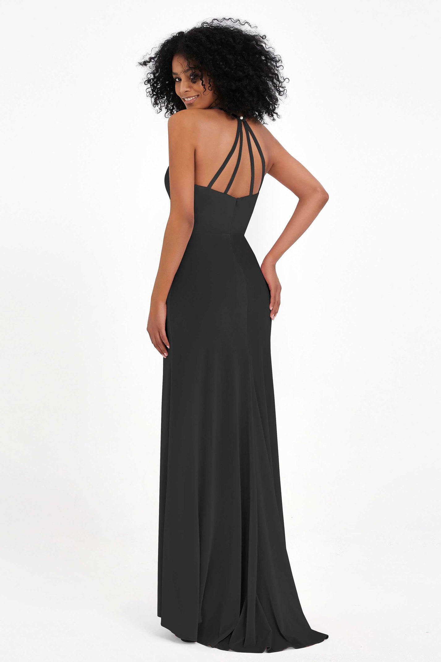 Halter Neck Cutout Pleated Sheath Velvet Long Dress Sky Blue
