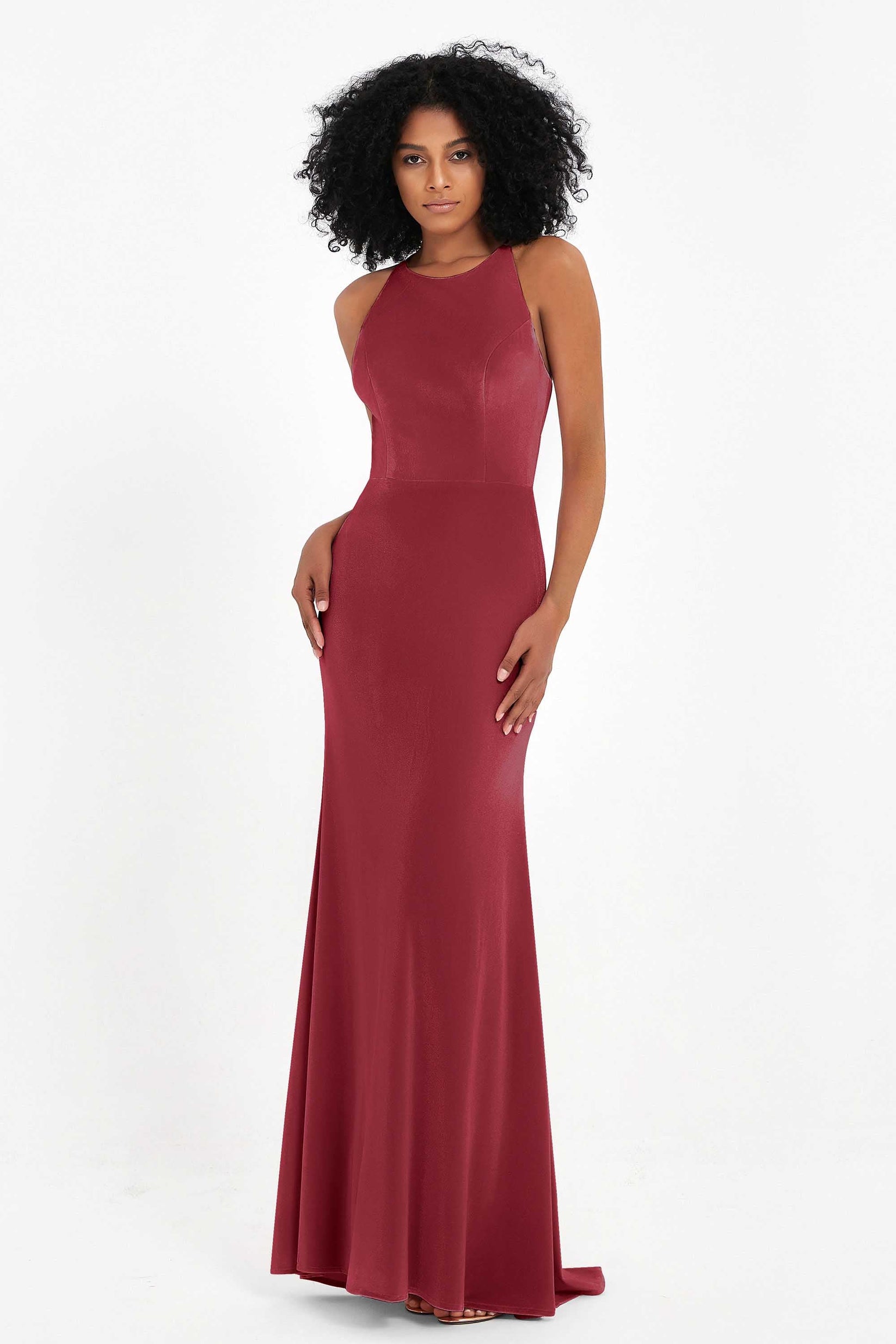 Halter Neck Cutout Pleated Sheath Velvet Long Dress Olive Green