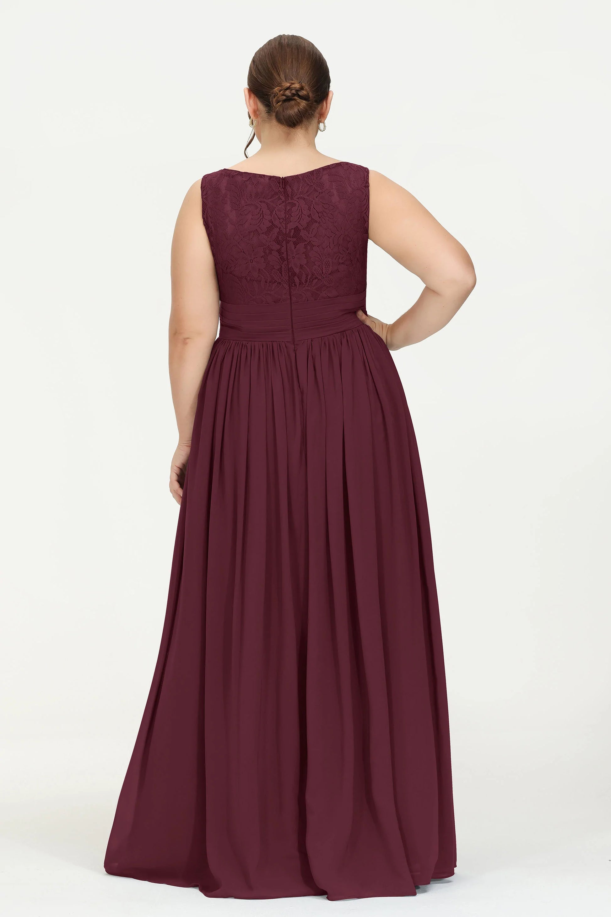 V Neck Chiffon and Lace Floor Length Bridesmaid Dress DUNTERY V Neck Chiffon and Lace Floor Length Bridesmaid Dress DUNTERY