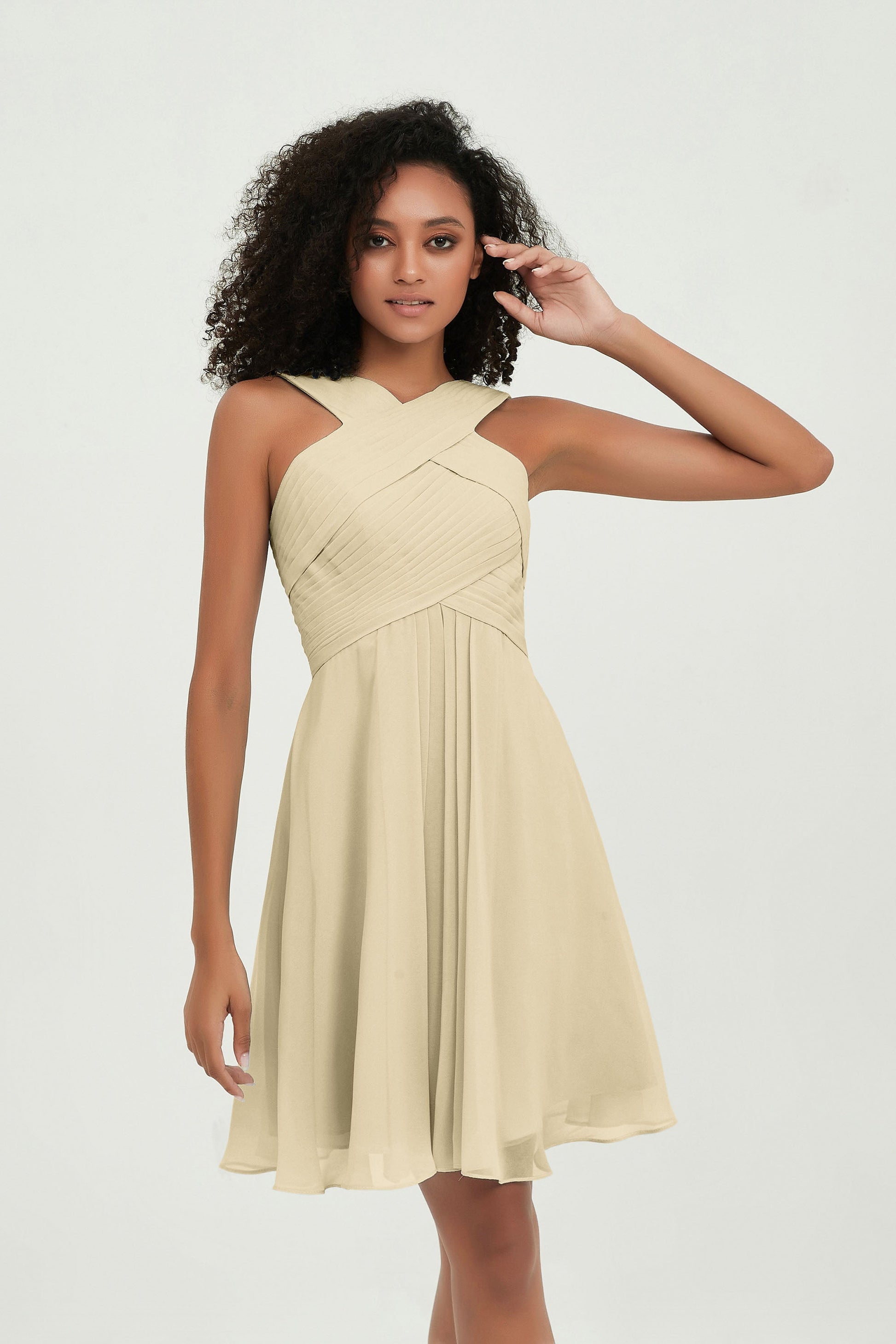 Empire V-neck Chiffon Short Bridesmaid Dress – DUNTERY