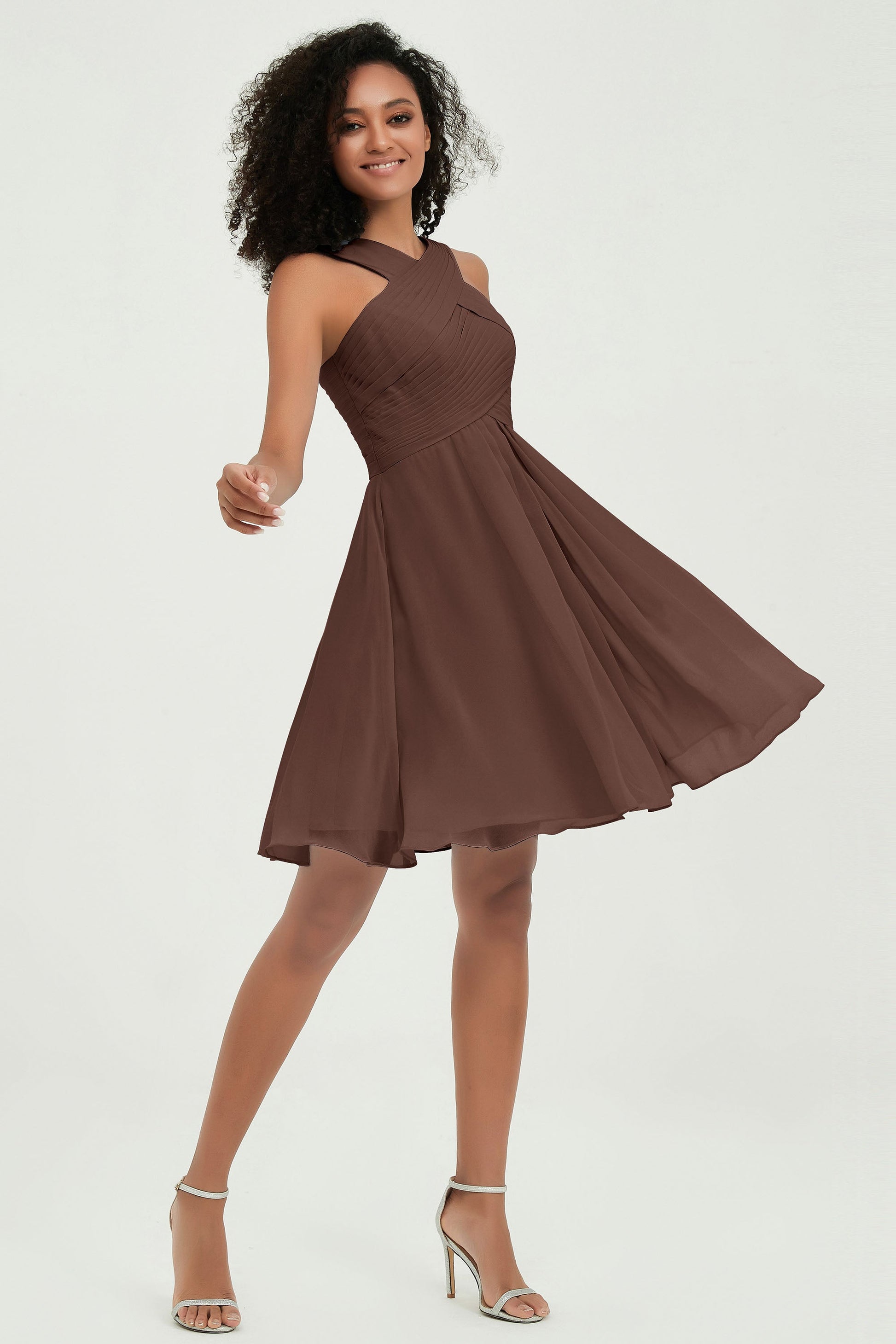 Empire V-neck Chiffon Short Bridesmaid Dress – DUNTERY
