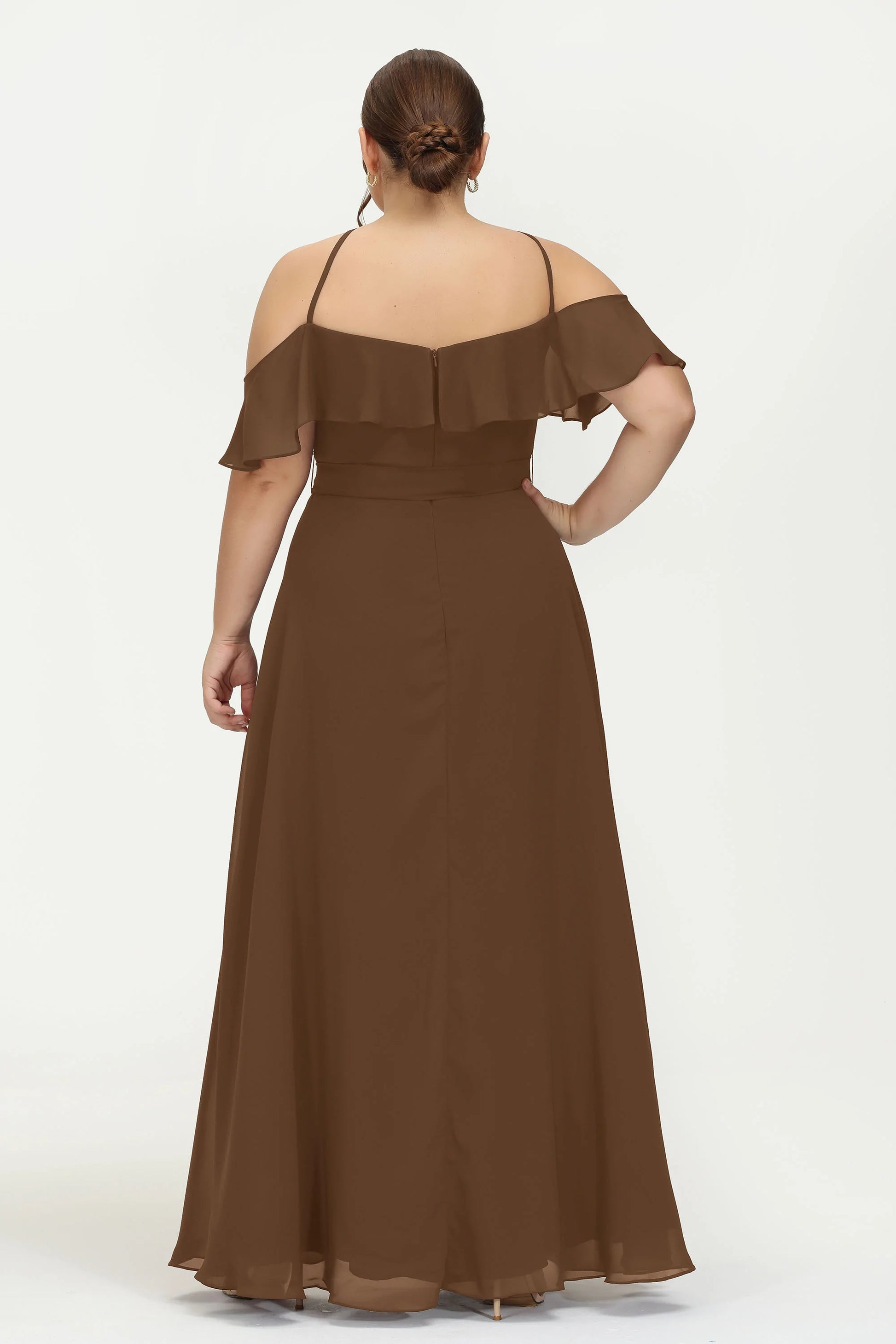Halter Ruffles Maxi Plus Size Chiffon Dress – DUNTERY