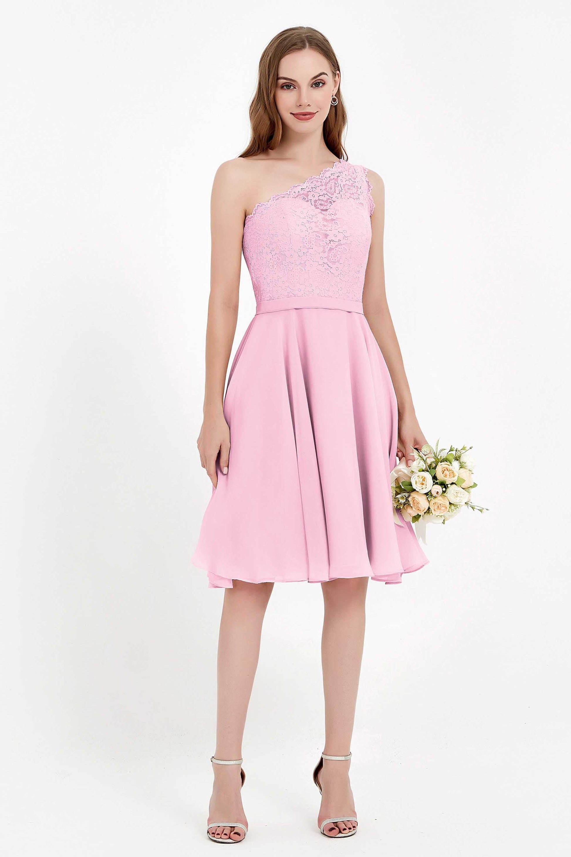 One Shoulder Short Chiffon Dress – DUNTERY