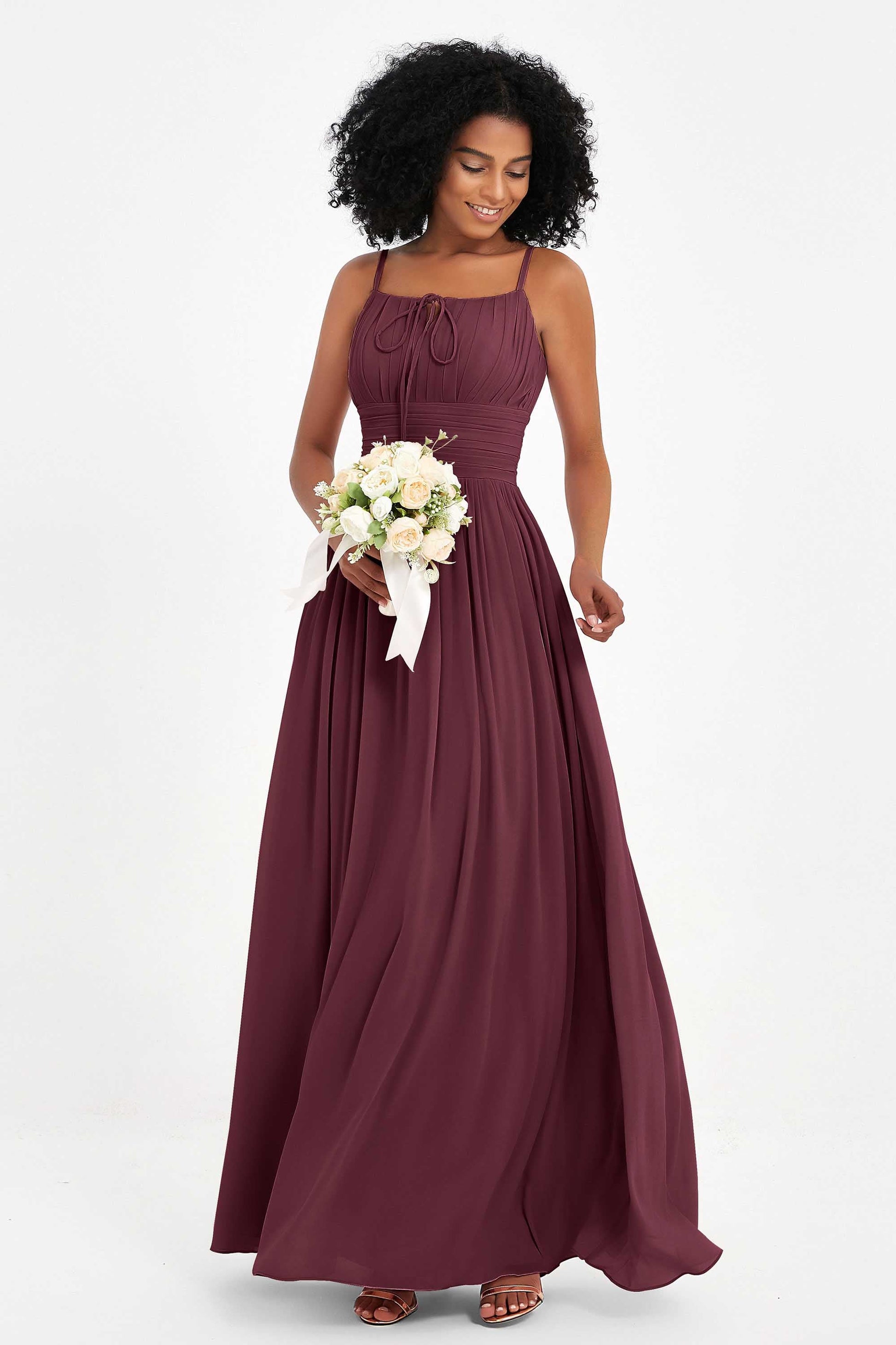 Long Chiffon Bridesmaid Dress with Pockets DUNTERY Long Chiffon Bridesmaid Dress with Pockets DUNTERY