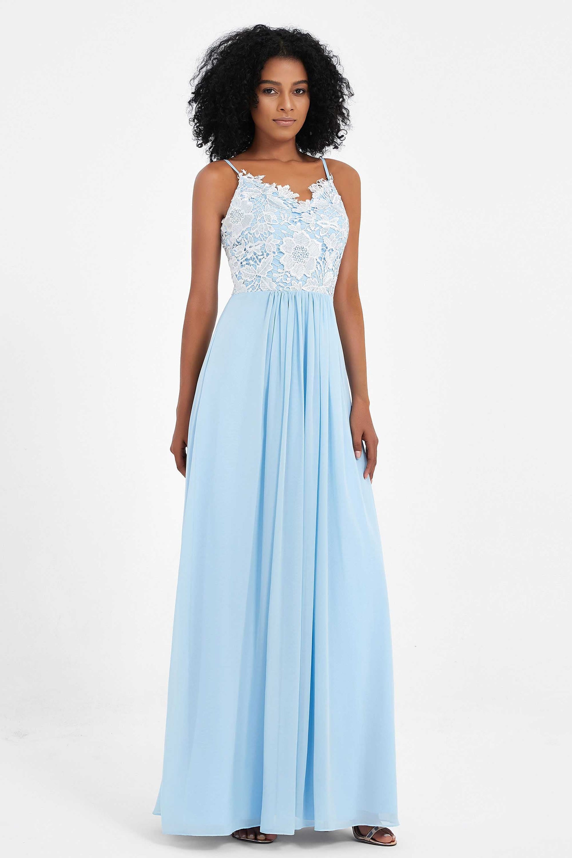 Lace Top Long Chiffon Bridesmaid Gown – DUNTERY