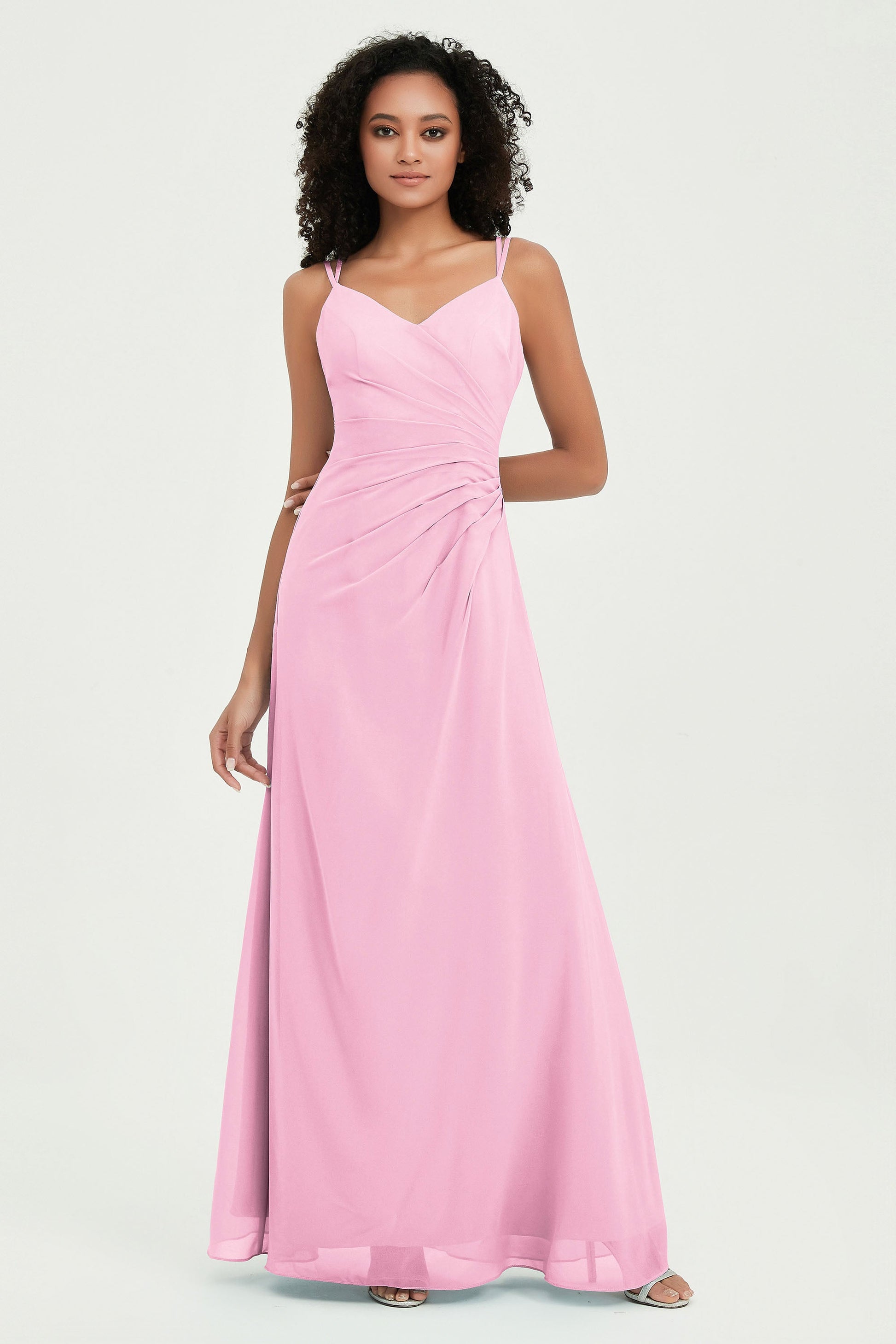 Double Straps Criss-Cross Back Chiffon Long Bridesmaid Dress DUNTERY Double Straps Criss-Cross Back Chiffon Long Bridesmaid Dress DUNTERY