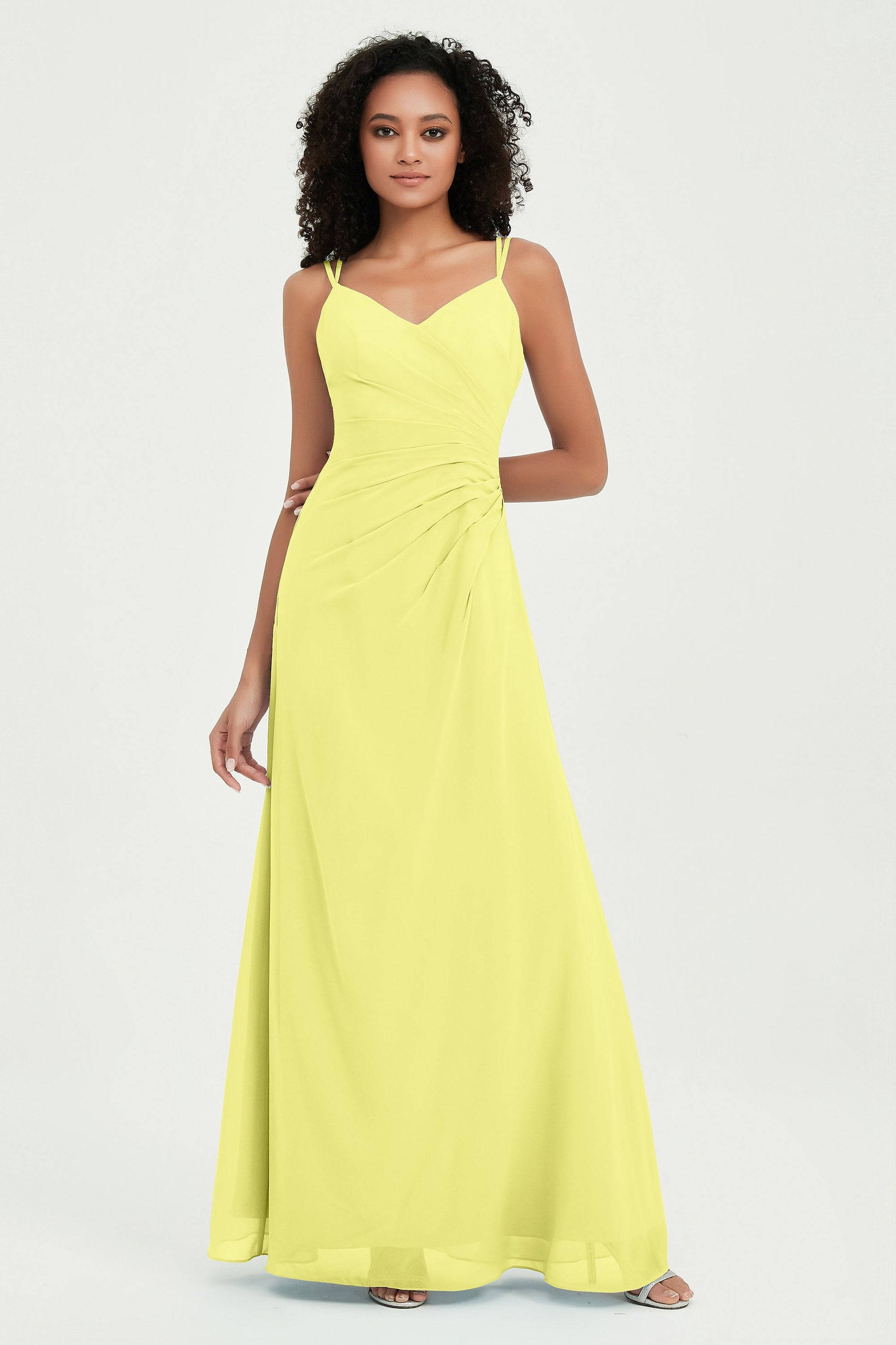 Double Straps Criss-Cross Back Chiffon Long Bridesmaid Dress DUNTERY Double Straps Criss-Cross Back Chiffon Long Bridesmaid Dress DUNTERY