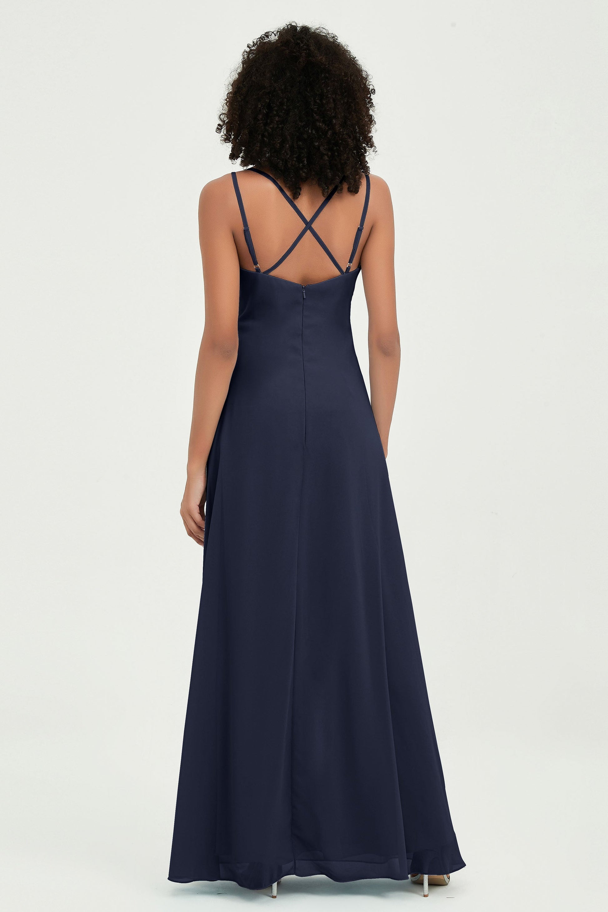 criss cross back bridesmaid dress Wedtrend Women Matcha Spaghetti Straps Corset Long Bridesmaid Dress With Criss Cross Back – WEDTREND main image 0