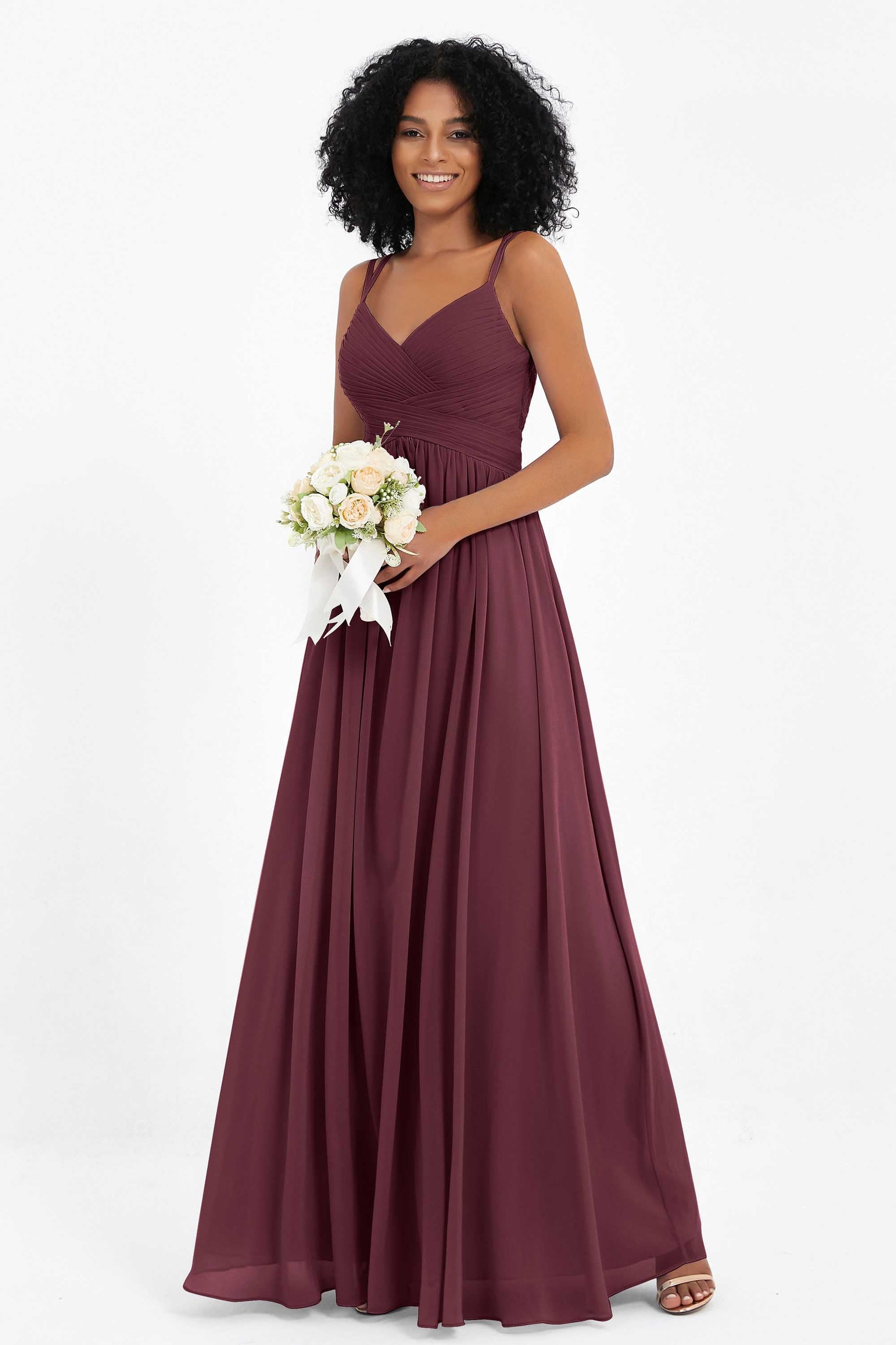 flowy chiffon bridesmaid dresses Charming One Shoulder Pleats Hand-Made Flower Sleeveless Long Chiffon Bridesmaid Dresses