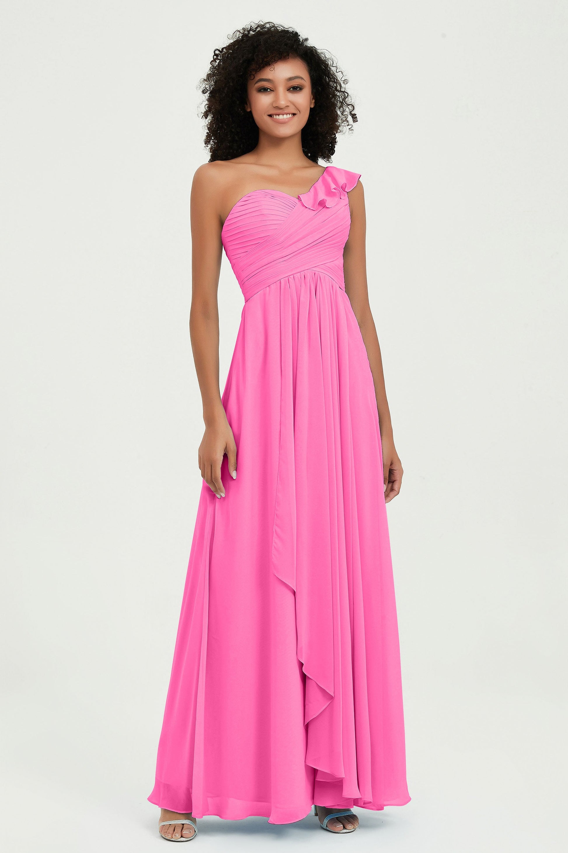 One Shoulder Chiffon Floor-length Bridesmaid Dress DUNTERY One Shoulder Chiffon Floor-length Bridesmaid Dress DUNTERY