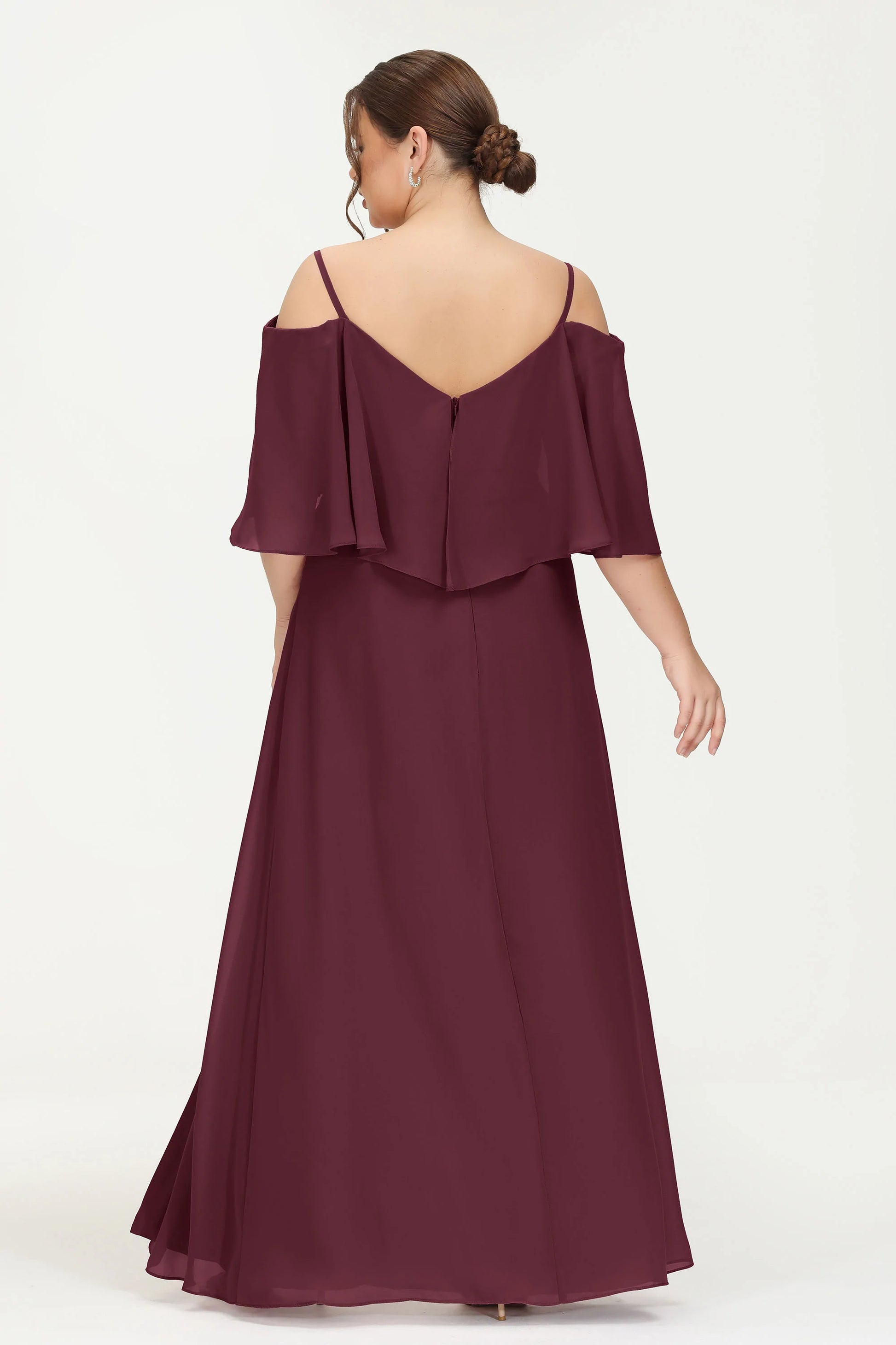 Ruffled Off-the-Shoulder Maxi Bridesmaid Gown Plus Size DUNTERY Ruffled Off-the-Shoulder Maxi Bridesmaid Gown Plus Size DUNTERY