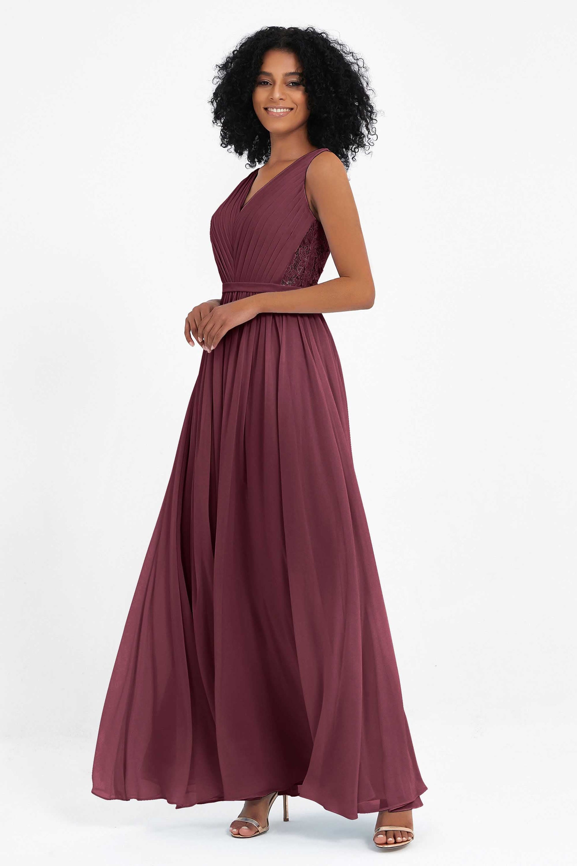 V-neck Lace Back Long Bridesmaid Dress DUNTERY V-neck Lace Back Long Bridesmaid Dress DUNTERY