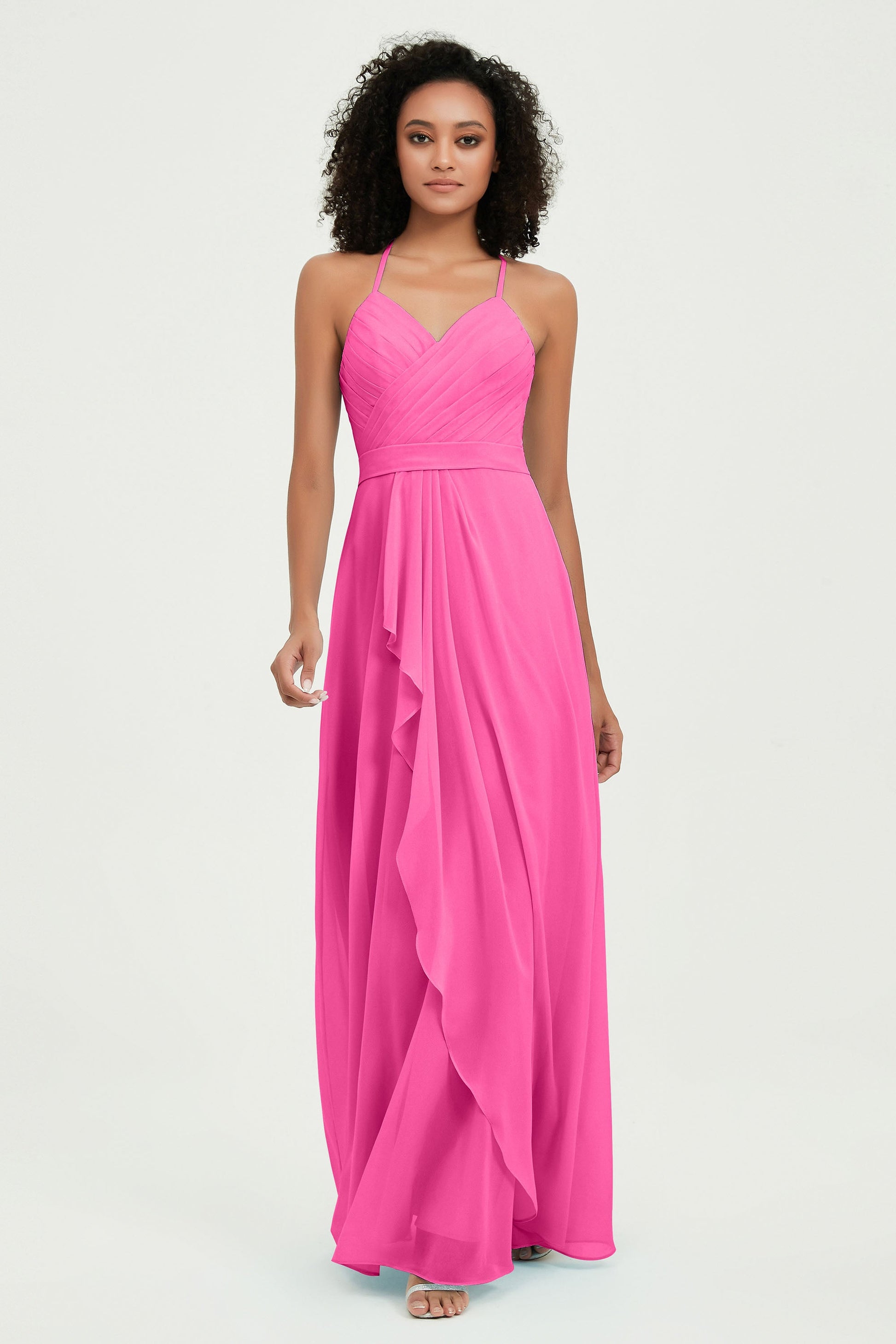 Duntery Spaghetti Straps Chiffon Floor-length Bridesmaid Dress, Dusty-Sage Duntery Spaghetti Straps Chiffon Floor-length Bridesmaid Dress, Dusty-Sage