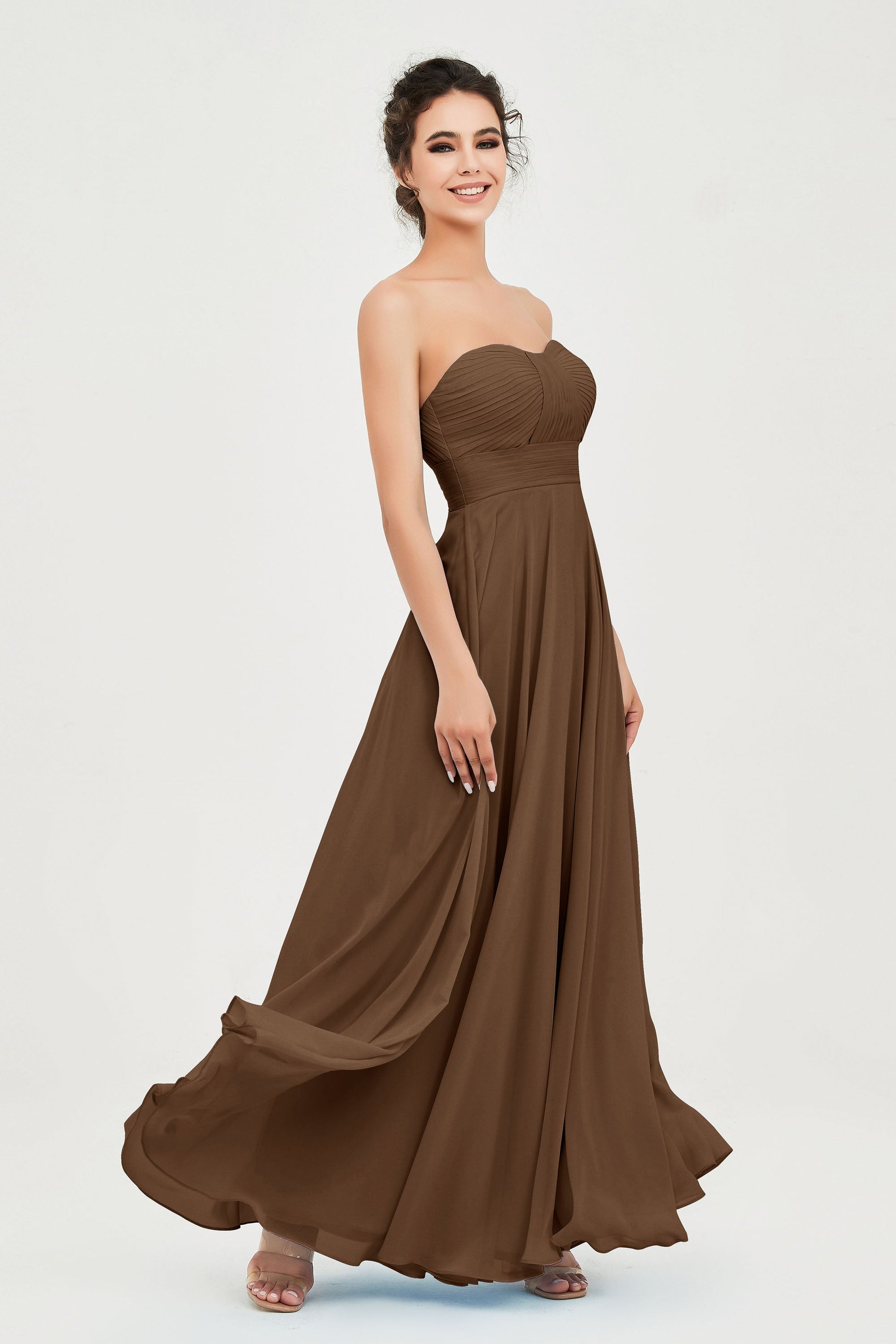 Sweetheart Neck Strapless Chiffon Pleated Bridesmaid Dress – DUNTERY